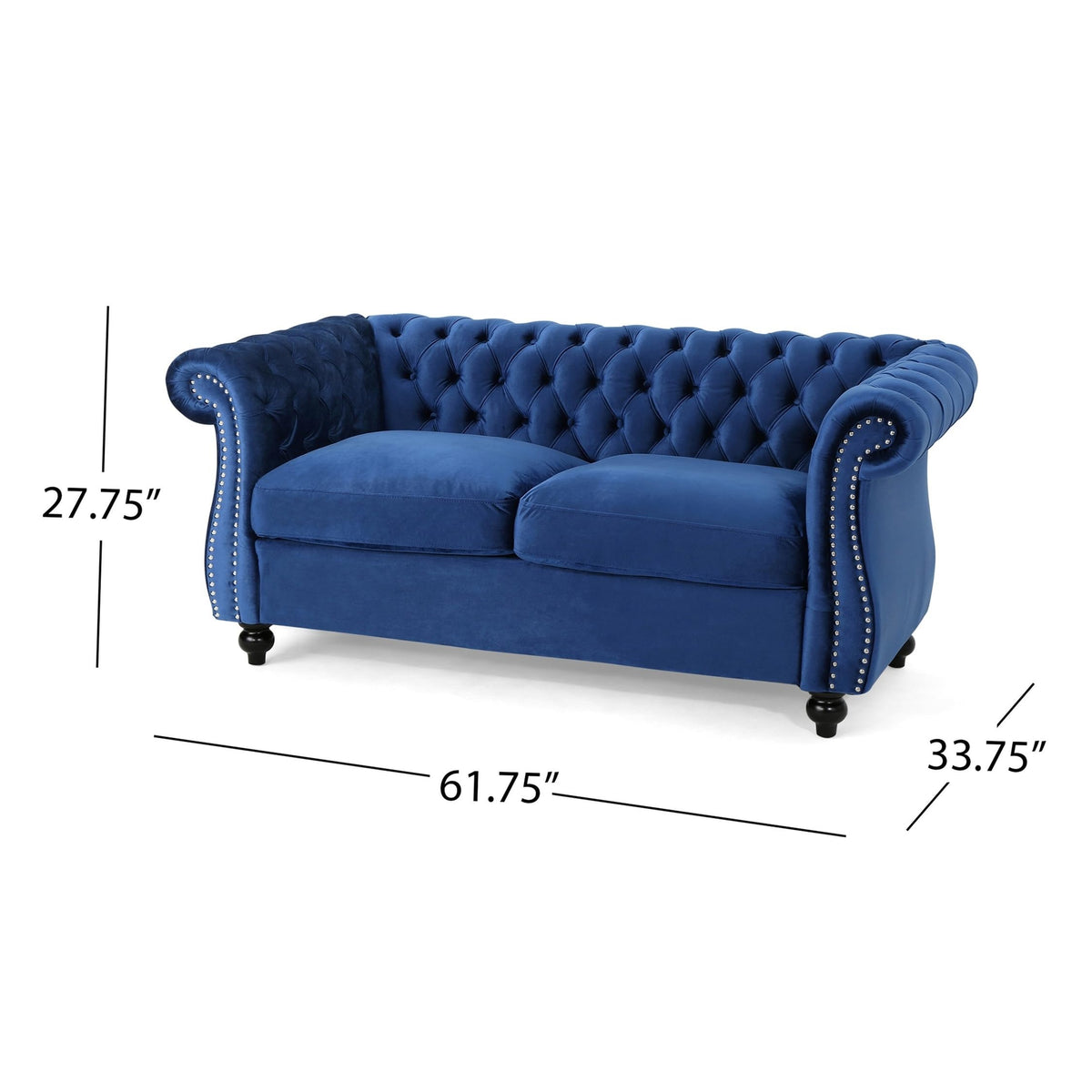 Navy Blue Velvet Loveseat Sofa K175548