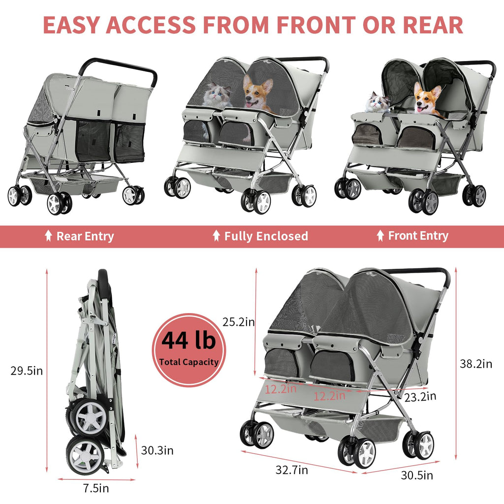 Gray Double Pet Stroller B426084