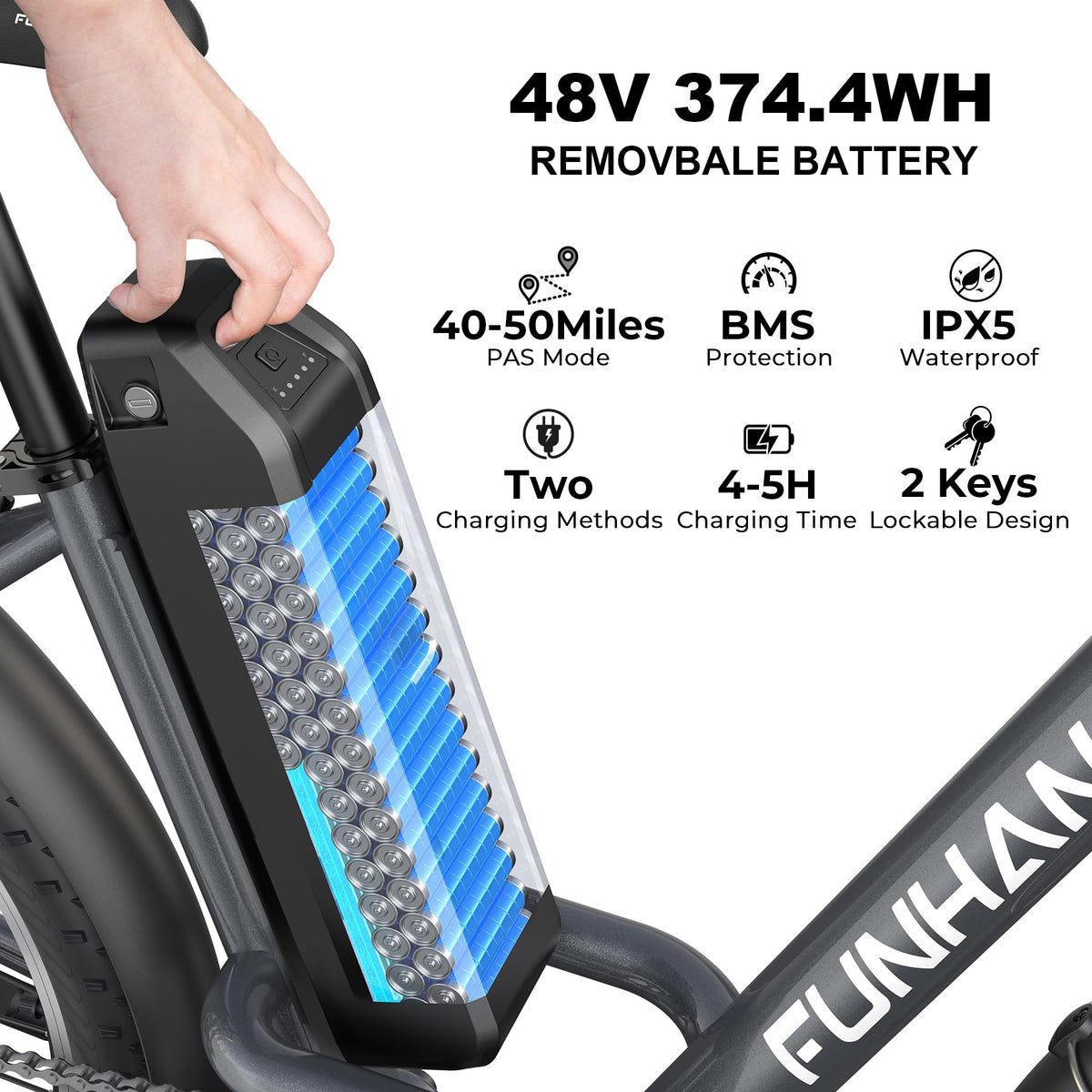 26" 1000W Electric Bike with 48V Battery, 7-Speed X51197