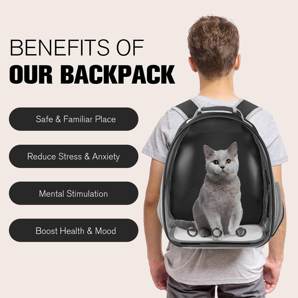 Black Cat Pet Carrier Backpack G69877