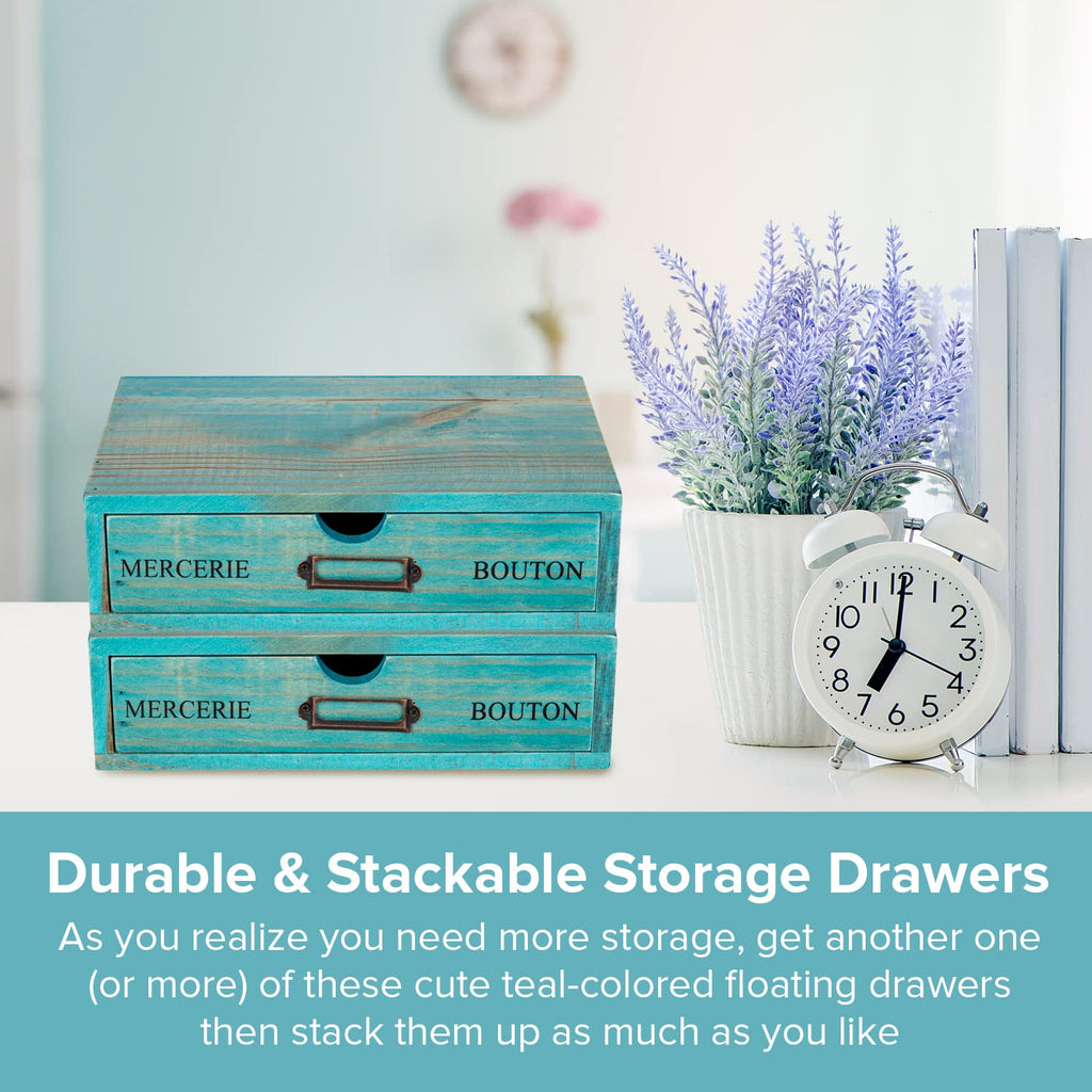 Turquoise Single Drawer Wooden Organizer S787274