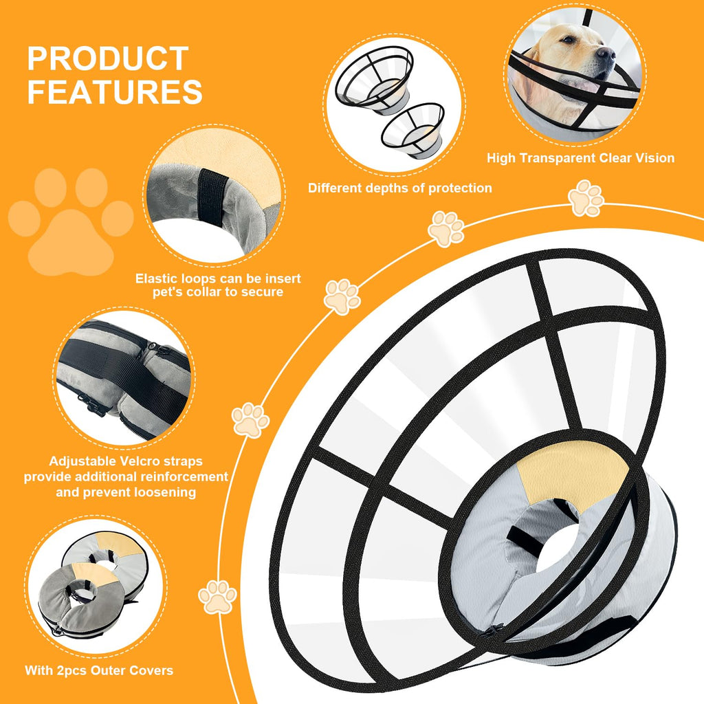 Inflatable Dog Cat Cone Collar with 2PCS Cover Y1000