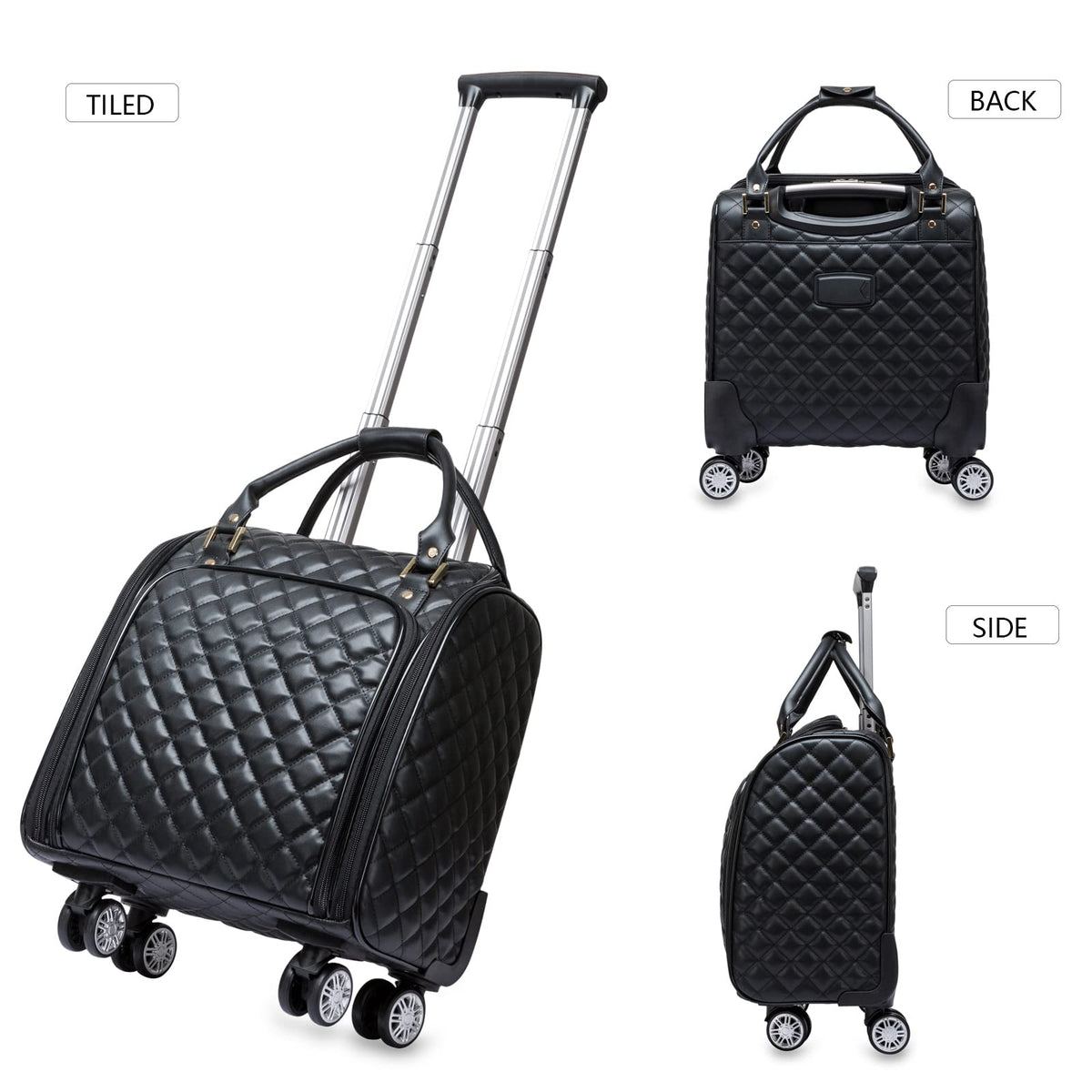 Leather Expandable Spinner Underseat Carry On Luggage M38023