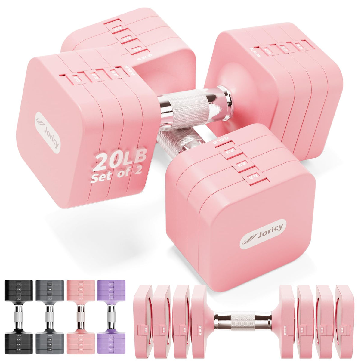 Adjustable Dumbbell Set 10LBS 20LBS 25LBS Set of 2 T6885