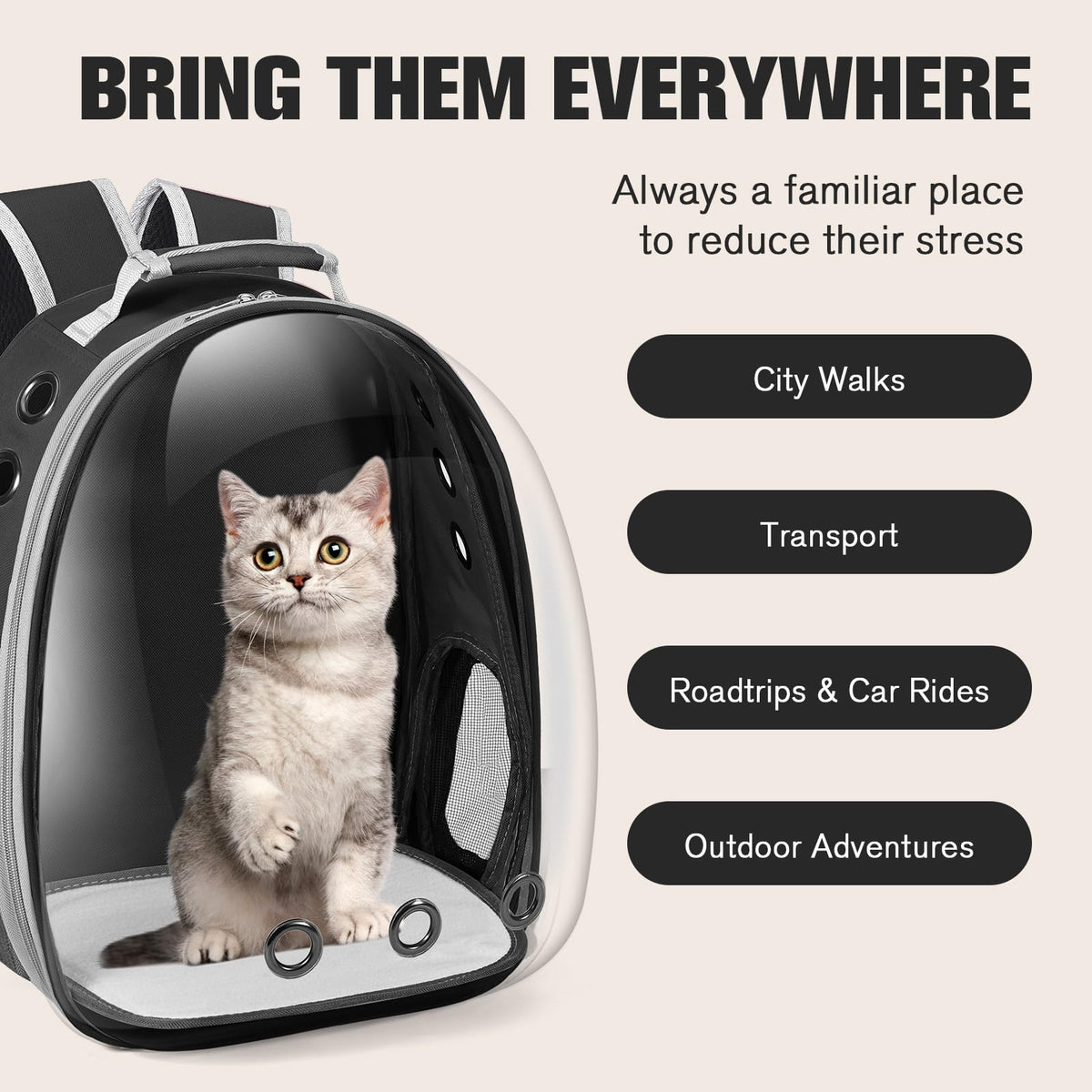 Black Cat Pet Carrier Backpack G69877