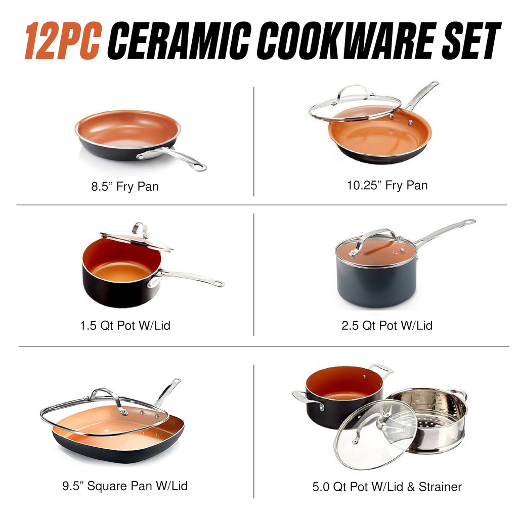 12 Pc Titanium Ceramic Nonstick Cookware Set M2177