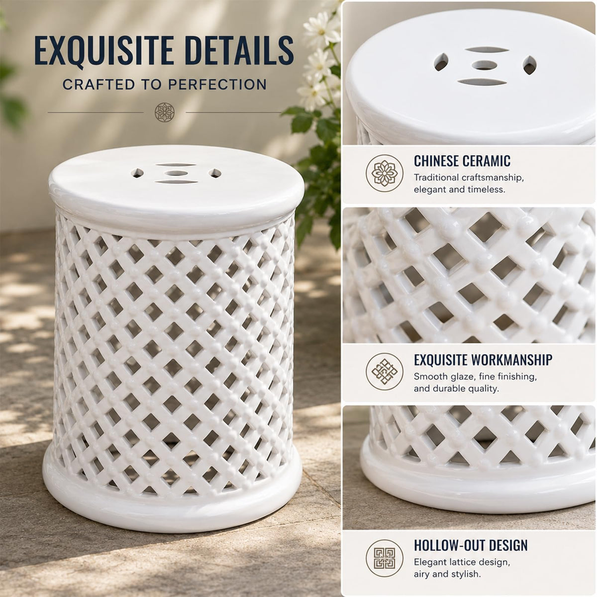 Glazed Ceramic Garden Stool Z6075