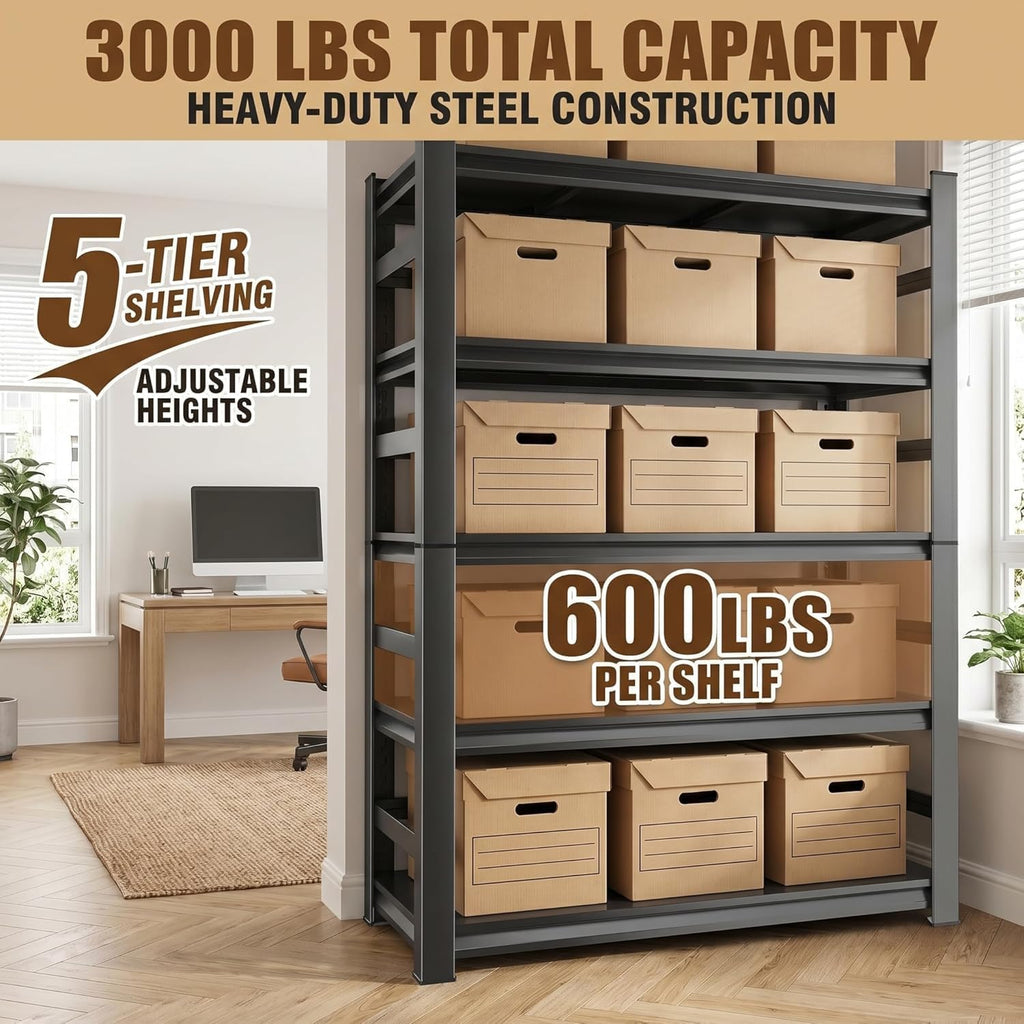 5 Tier Adjustable Wooden Bookshelf X258514