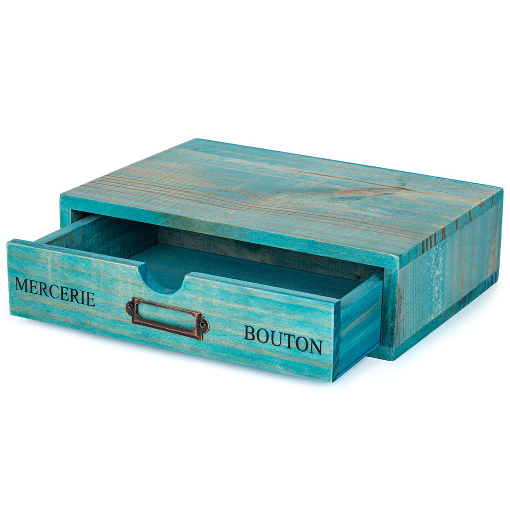 Turquoise Single Drawer Wooden Organizer S787274
