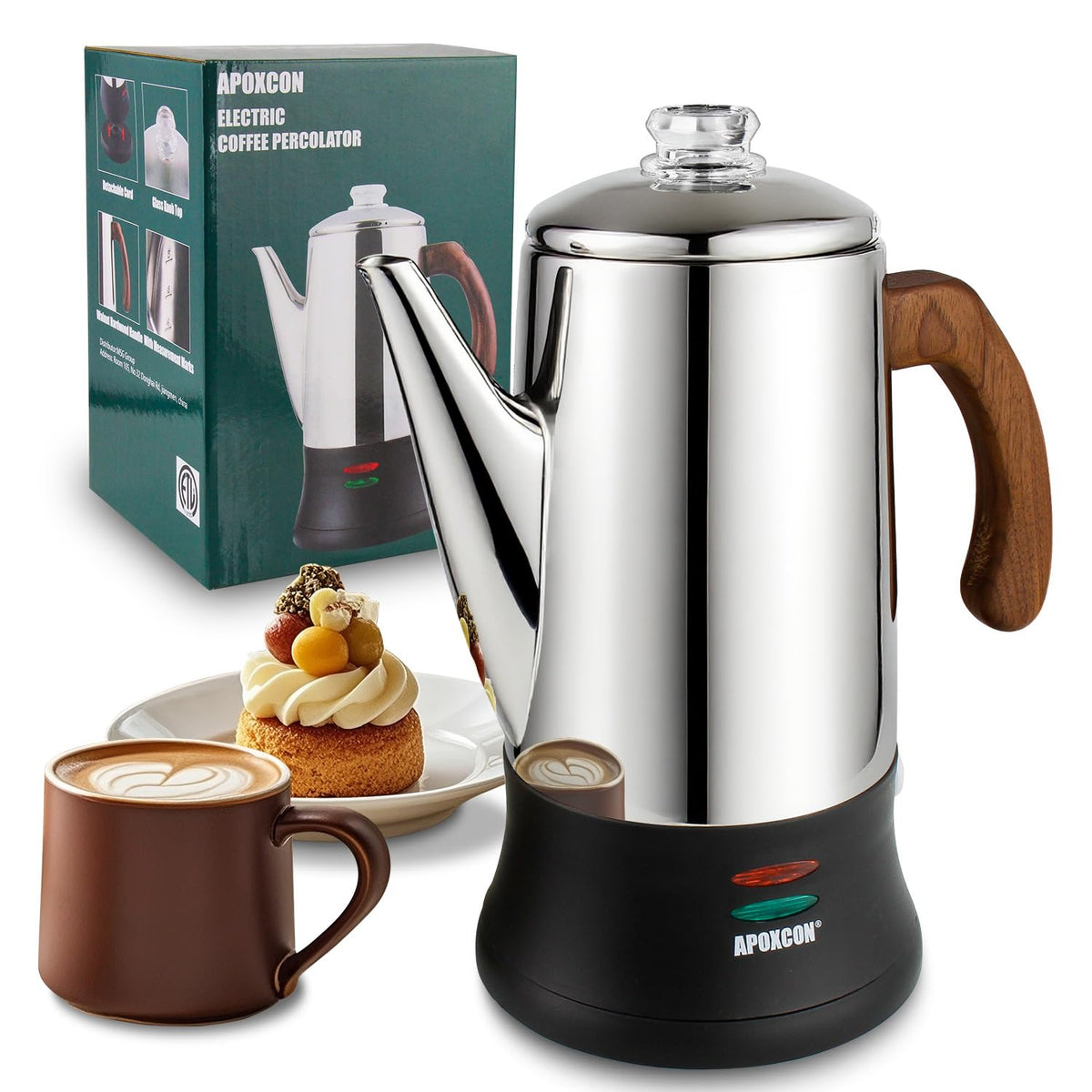 Electric Stainless Steel Coffee Percolator 8 Cup Z786