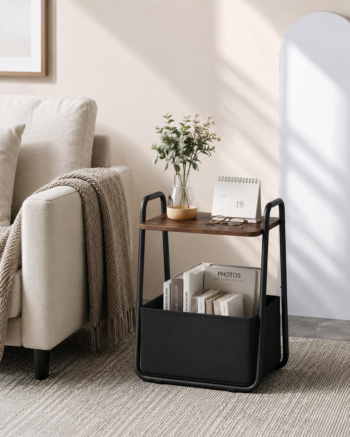 Small Storage Side Table with Metal Frame D37403