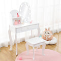 White Kids Vanity Table with LED Mirror & Stool A846807