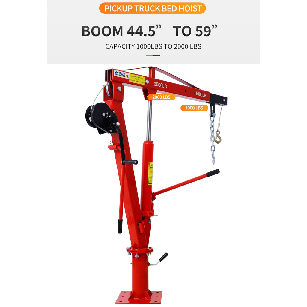 2000 lbs Hydraulic Truck Bed Jib Crane C9679
