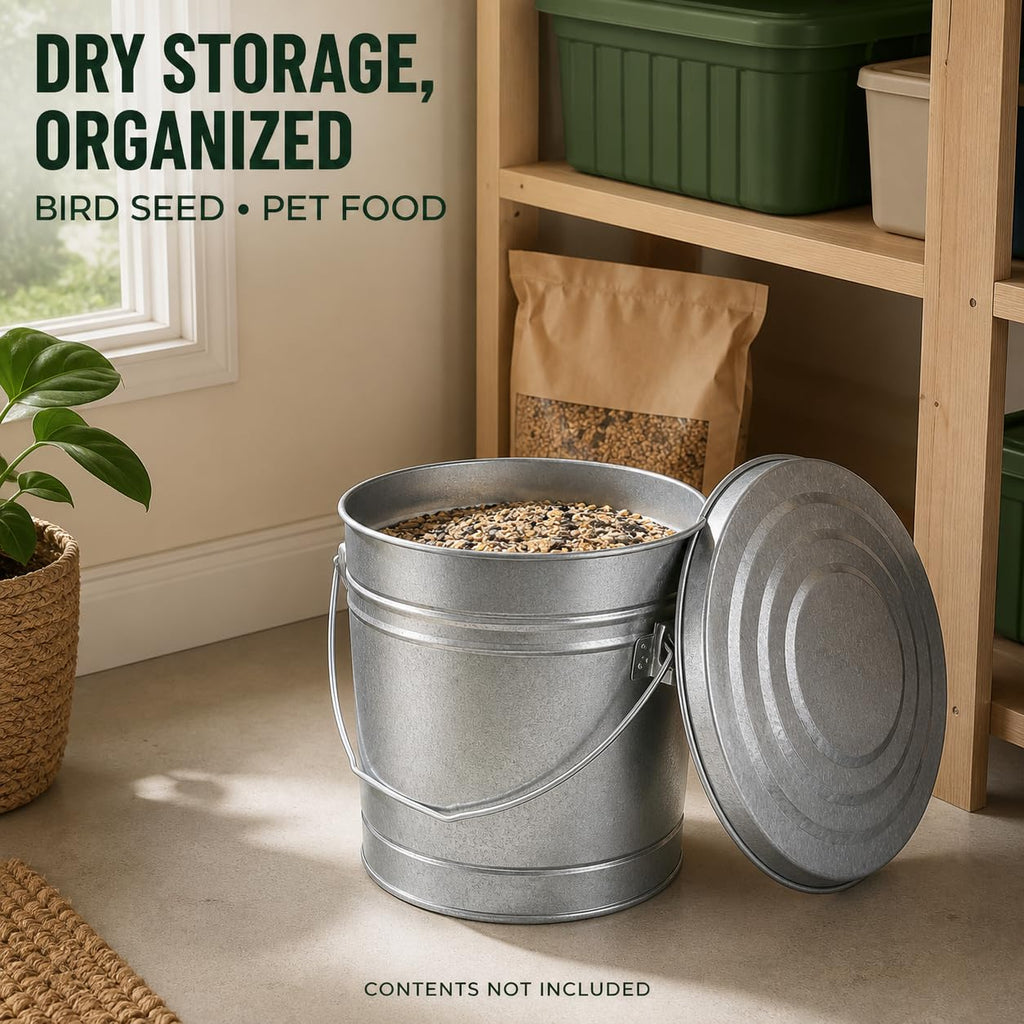 6 Gal Galvanized Steel Storage Can with Locking Lid A57322