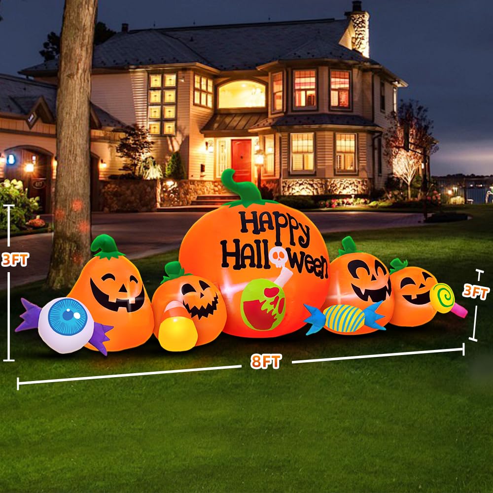 8FT Inflatable Pumpkin Outdoor Decoration with LED W6974