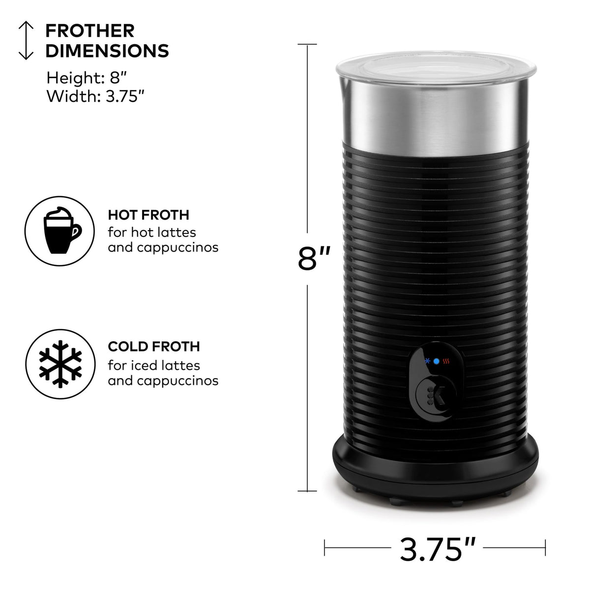 Single Serve Coffee Maker and Frother, 3 Brew Sizes, Black N638161