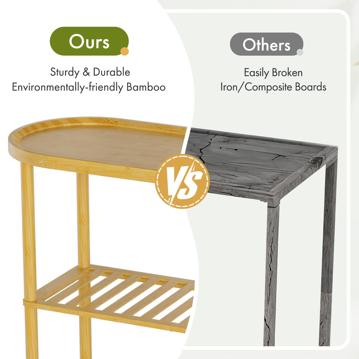 Bamboo 2-tier Oval Top Console Table X2649