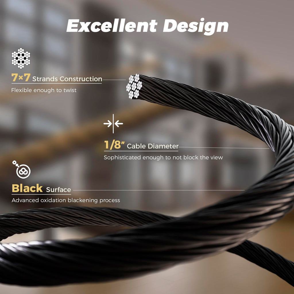 1/8" Black Stainless Steel Cable K28459