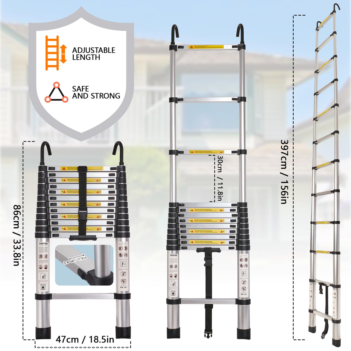 10.5FT Aluminum Telescoping Ladder R8613