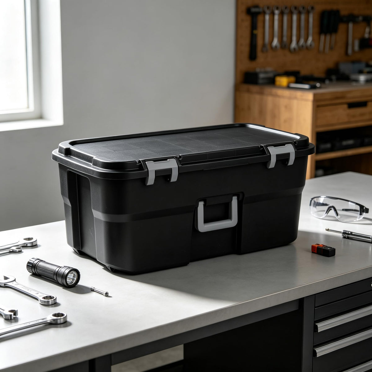 Storage Chest 22 Gal Heavy Duty Lockable Trunk with Wheels N32678