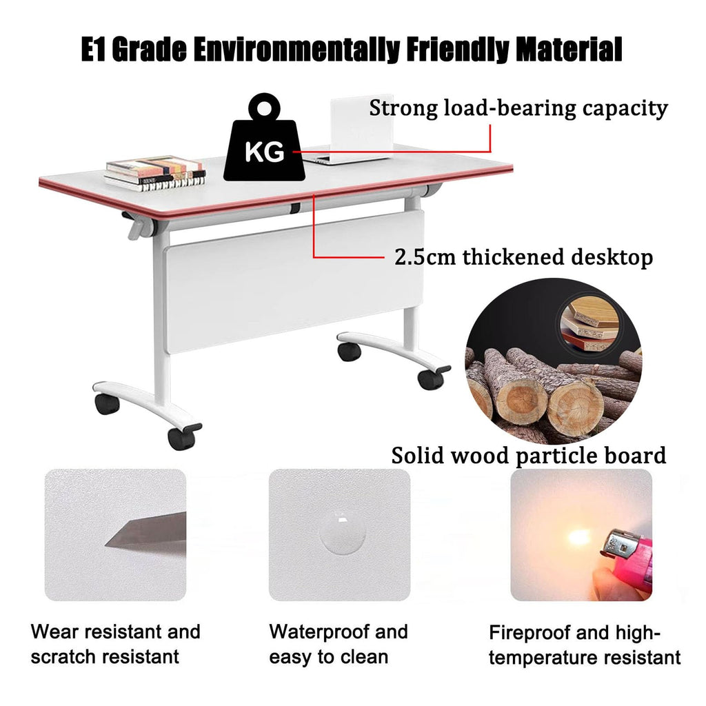 Folding Portable Conference Room Table with Metal Frame and Wheels O237