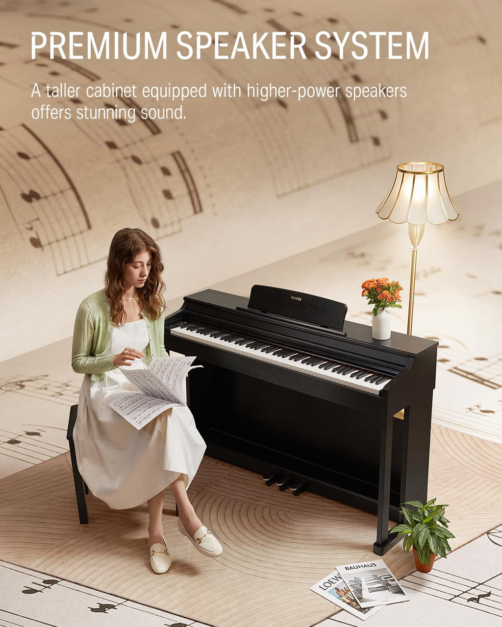 88-Key Weighted Action Digital Piano + Solid Wood Keyboard Bench X944