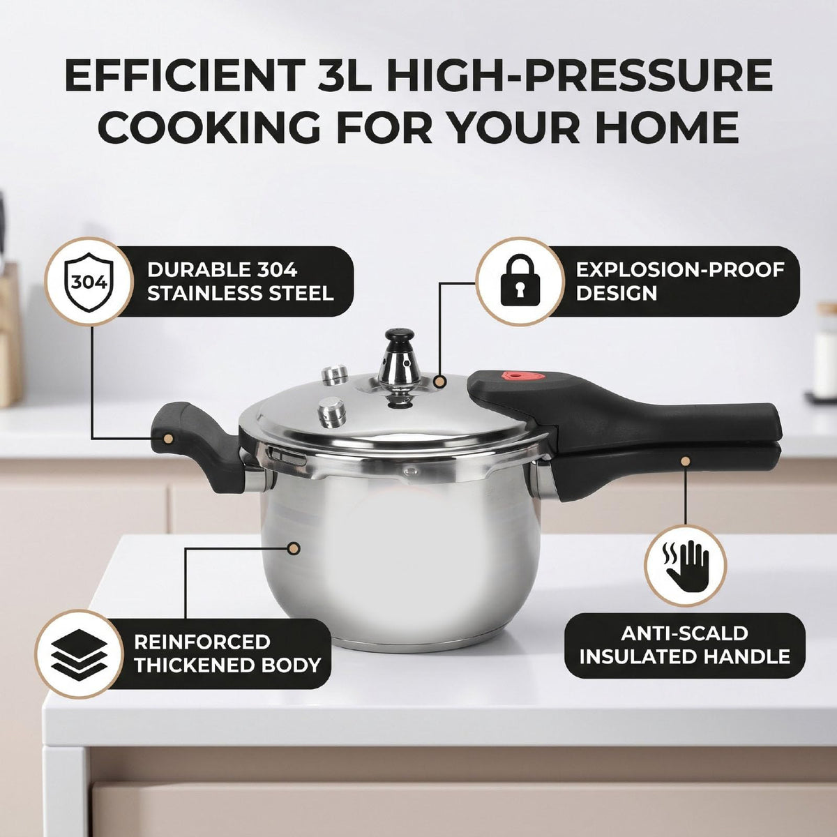 3L Stainless Steel Pressure Cooker A47910