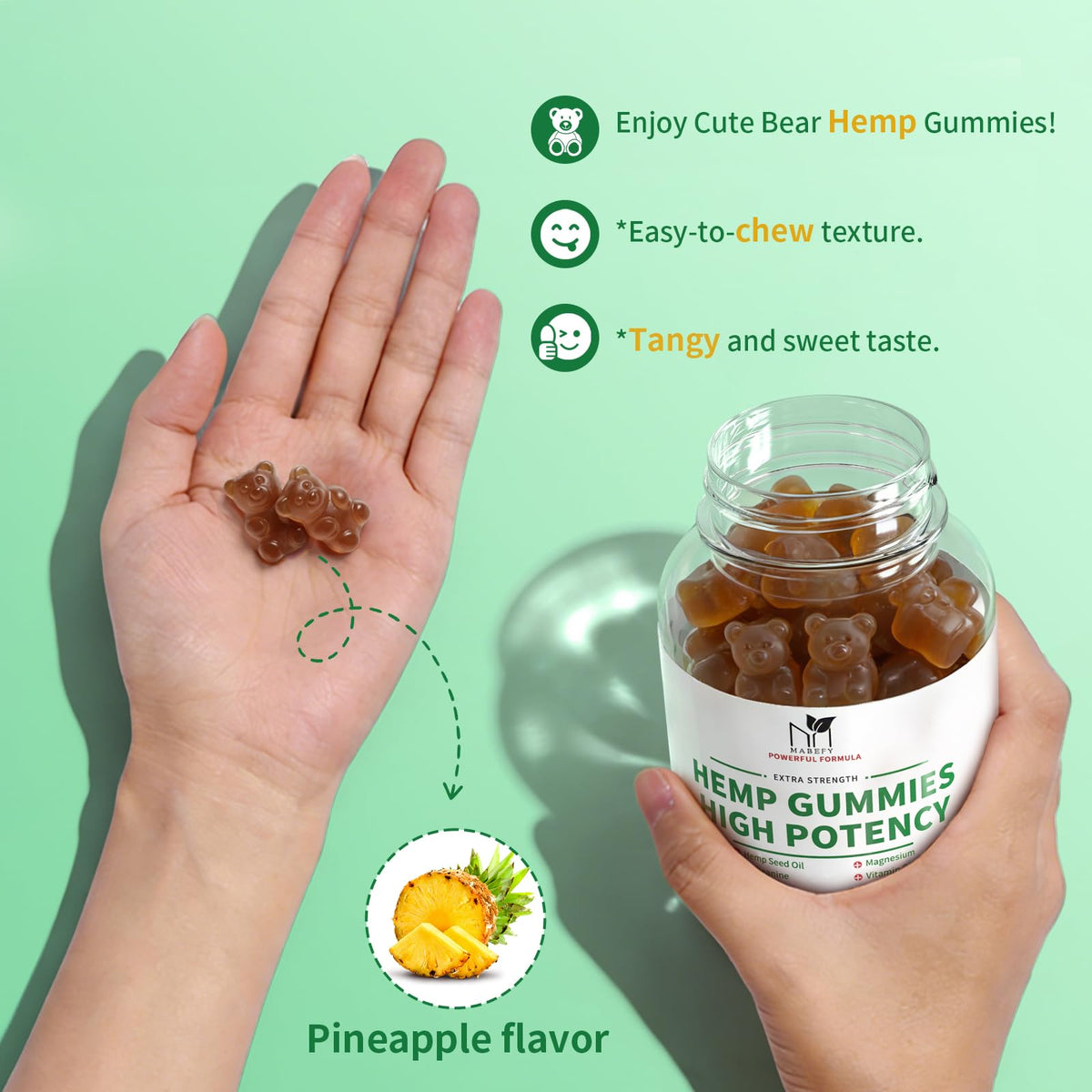 Hemp Gummies 60 Bears Pineapple Flavor A49286