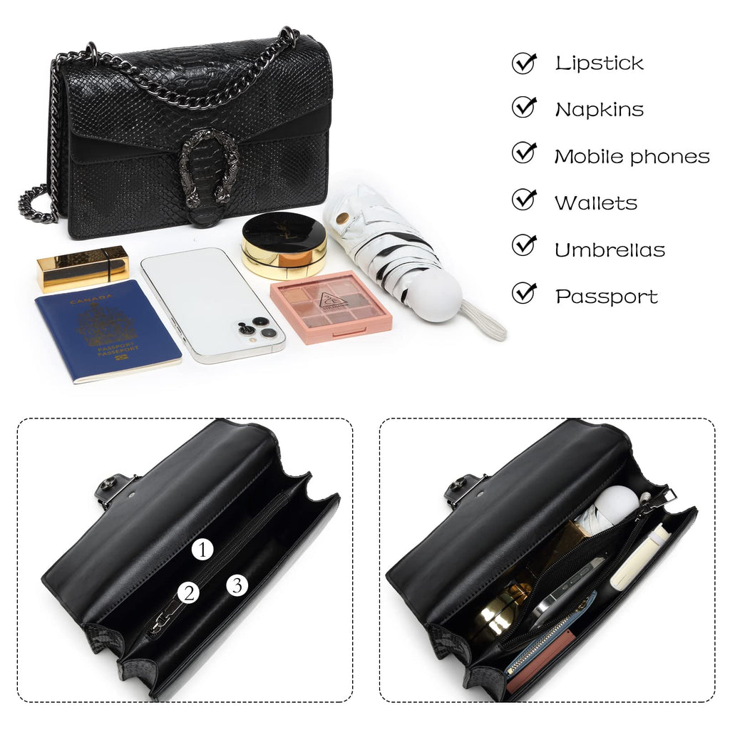 Snake Printed Leather Crossbody Bag R331