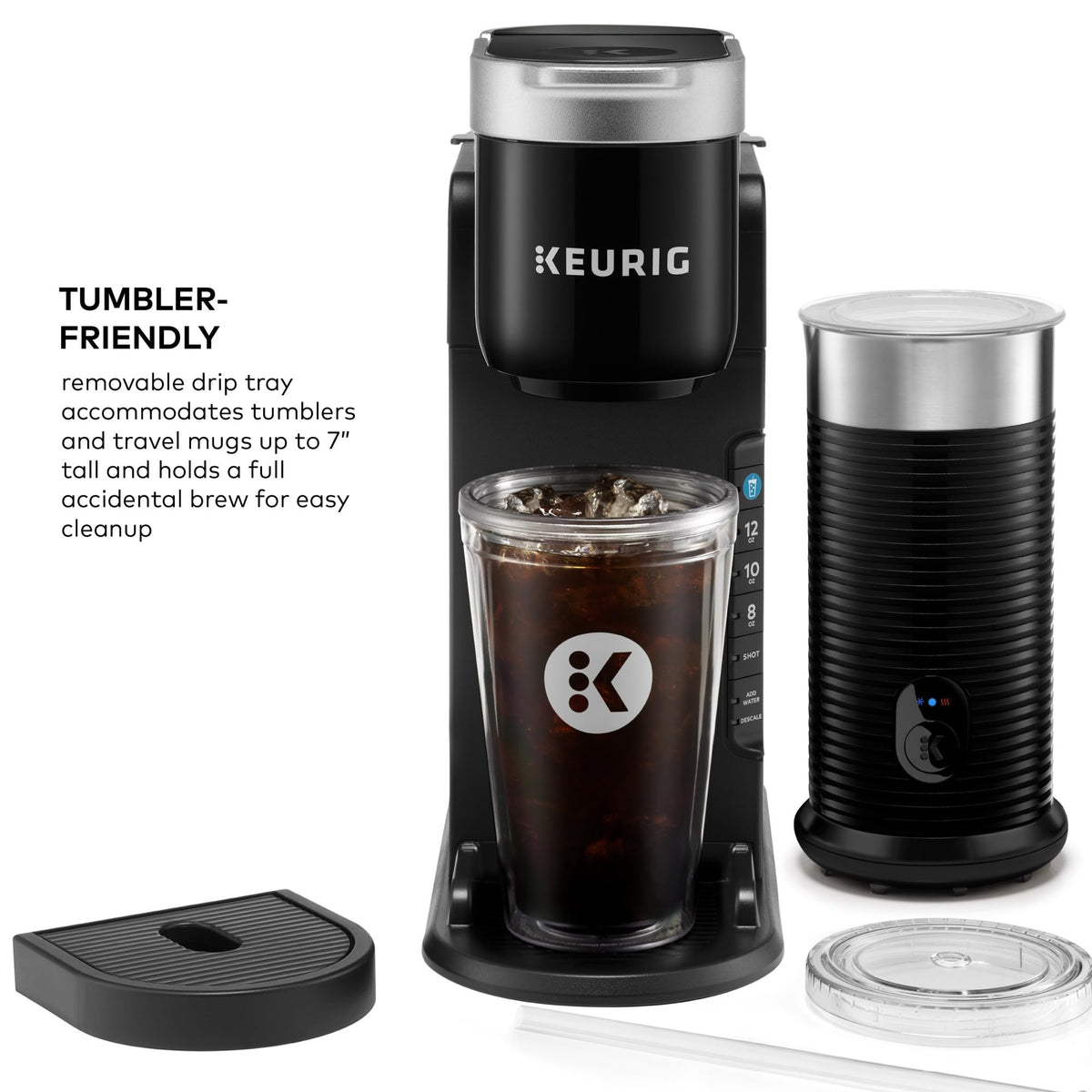 Single Serve Coffee Maker and Frother, 3 Brew Sizes, Black N638161