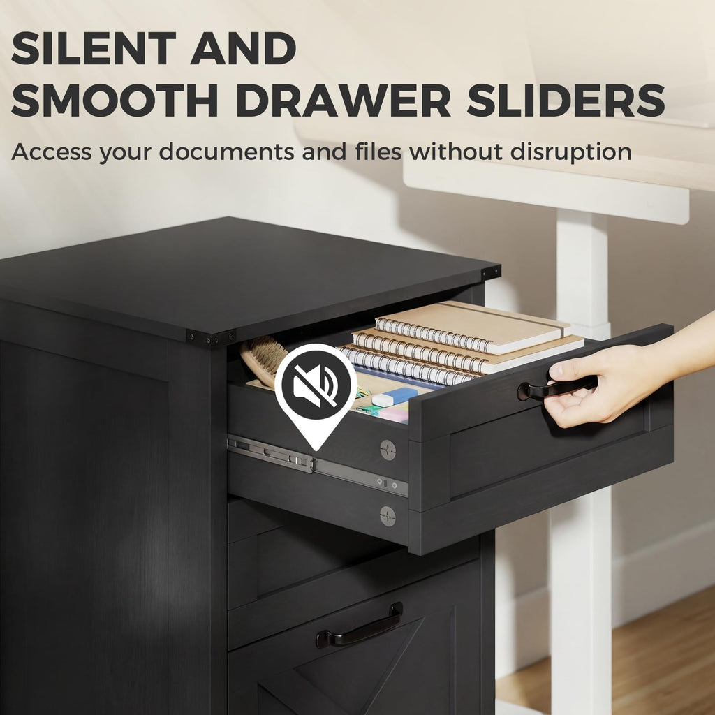 3 Drawer Black File Cabinet D81057