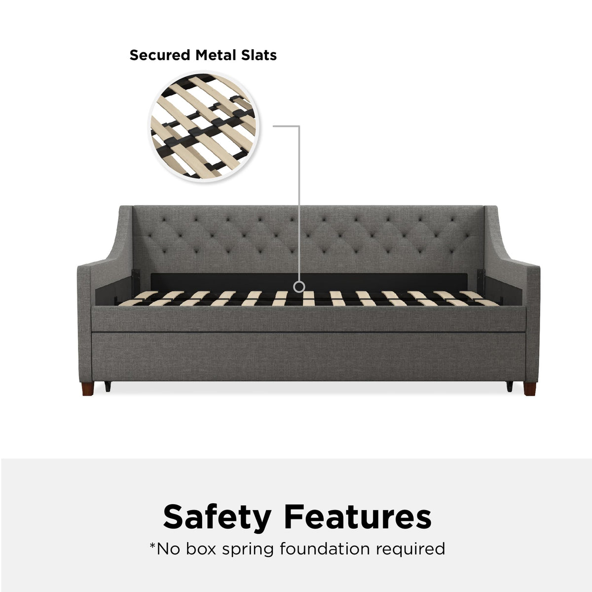 Grey Linen Twin over Twin Upholstered Daybed and Trundle C695491
