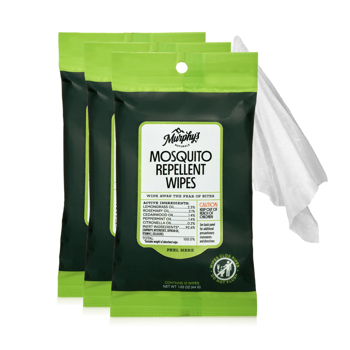 Plant-Based Mosquito Repellent Wipes 10 Count Pack of 3 W44090