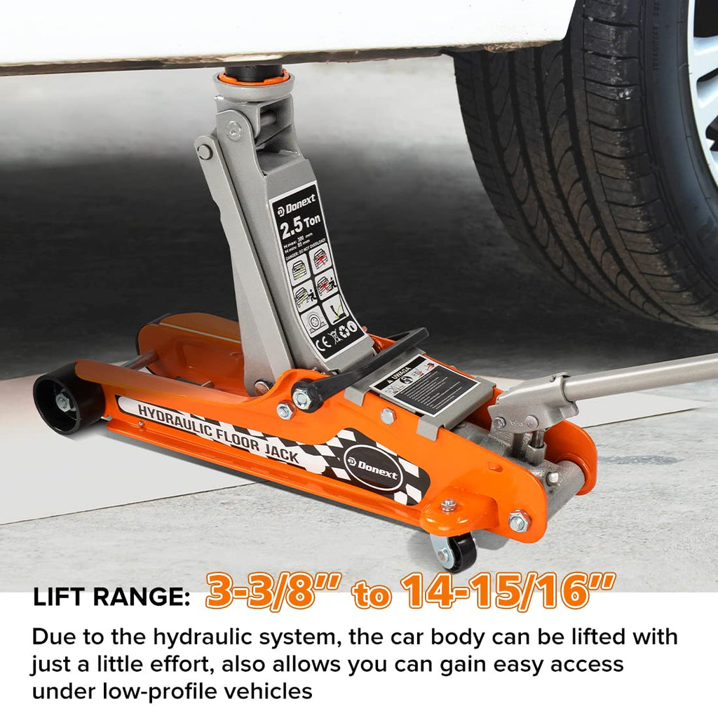 2.5 Ton Steel Floor Jack and 3 Ton Black Jack Stands E937809