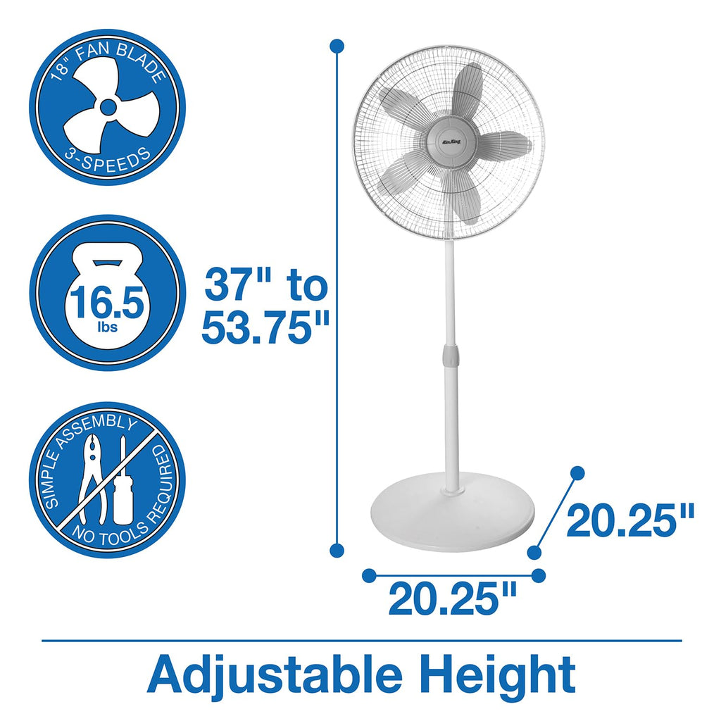 18-Inch 3-Speed Oscillating Pedestal Fan T962