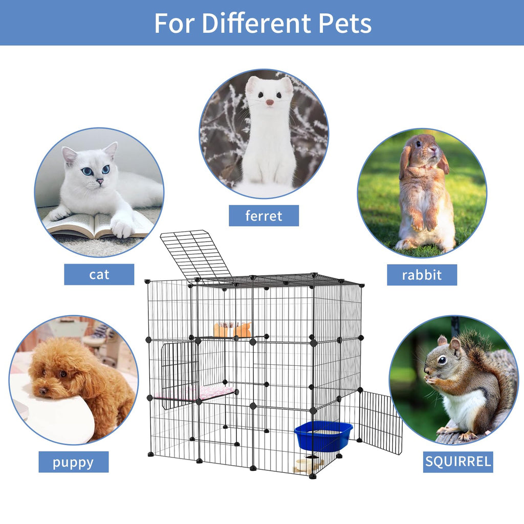 3-Tier Detachable Metal Wire Cat Cage Playpen Z2298