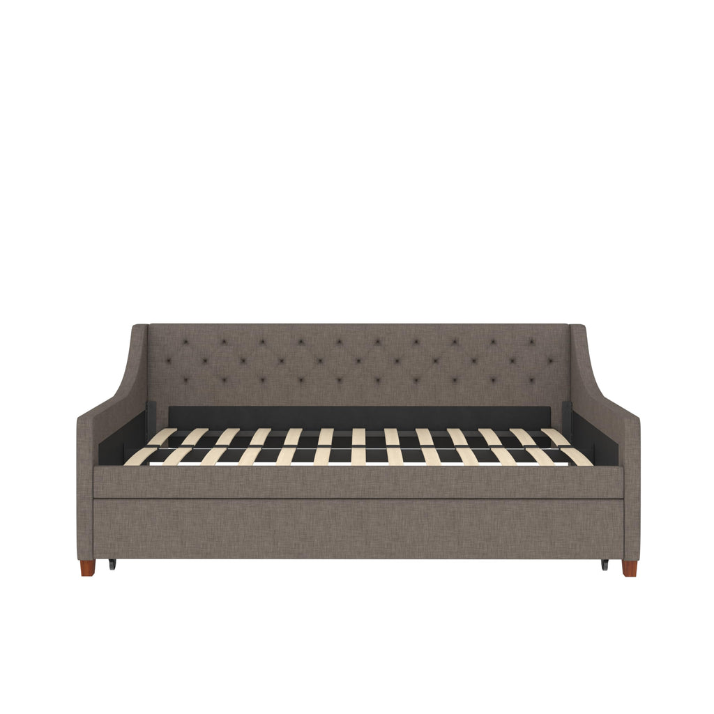 Grey Linen Twin over Twin Upholstered Daybed and Trundle C695491