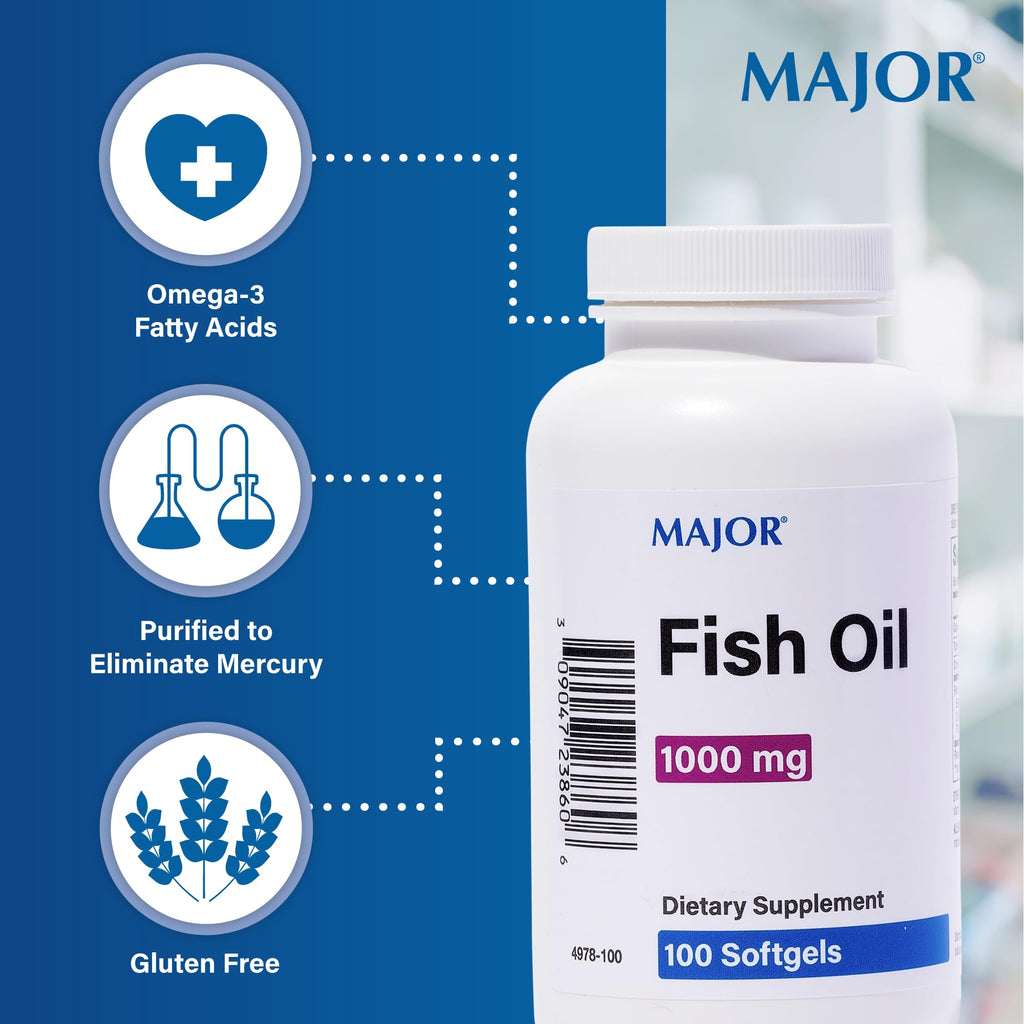 Omega-3 Fish Oil Supplement 1000mg 100 Softgels X6253
