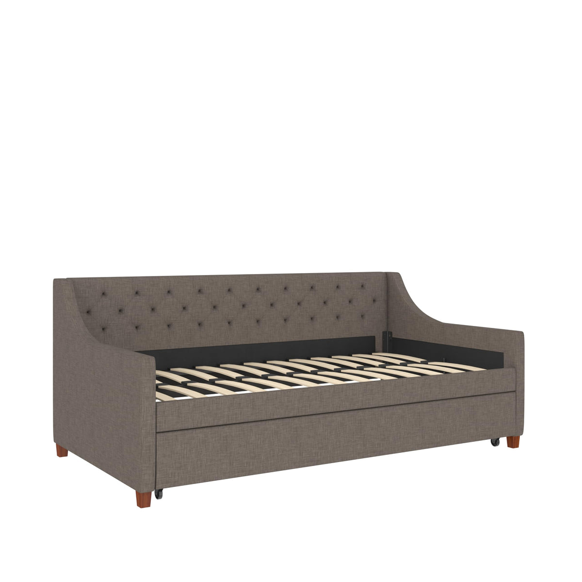 Grey Linen Twin over Twin Upholstered Daybed and Trundle C695491