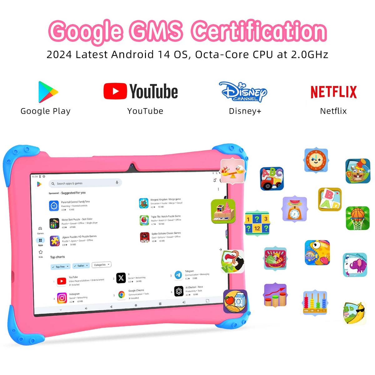 10 inch Android 14 Kids Tablet with Case C474541