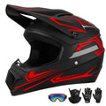 Youth Kids Full Face Motocross Helmet 4PCS Set DOT Approved Red XL I13321