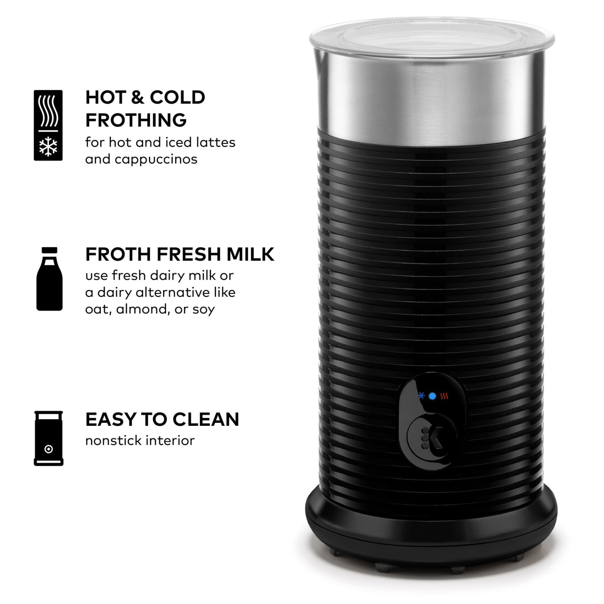 Single Serve Coffee Maker and Frother, 3 Brew Sizes, Black N638161