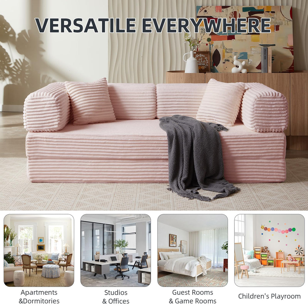 Pink 81 Inch Convertible Folding Sofa Bed R99306