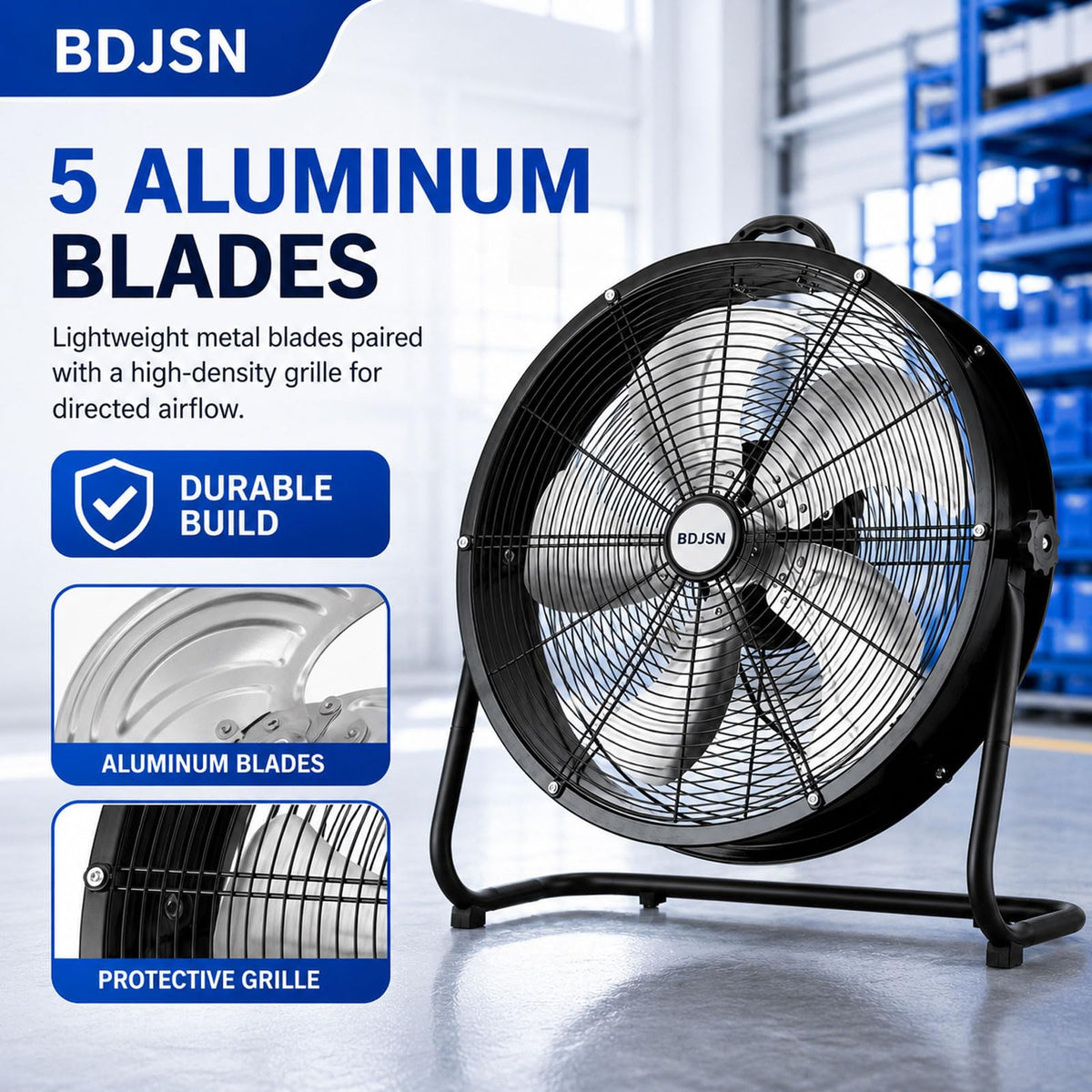 3-speed High Velocity Drum Fan with 5 Aluminium Blades T519009