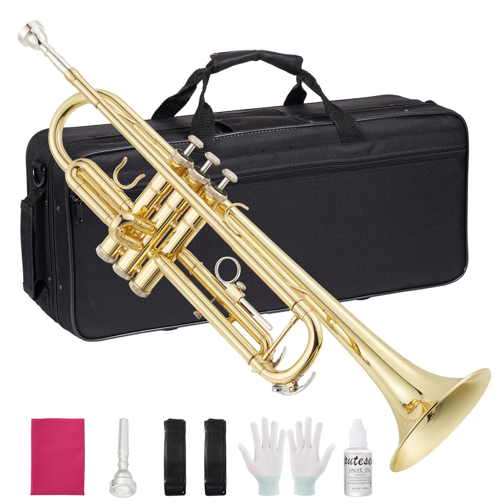 Bb Trumpet with Case Mouthpiece Gloves Cleaning Kit and Polish Cloth U929604
