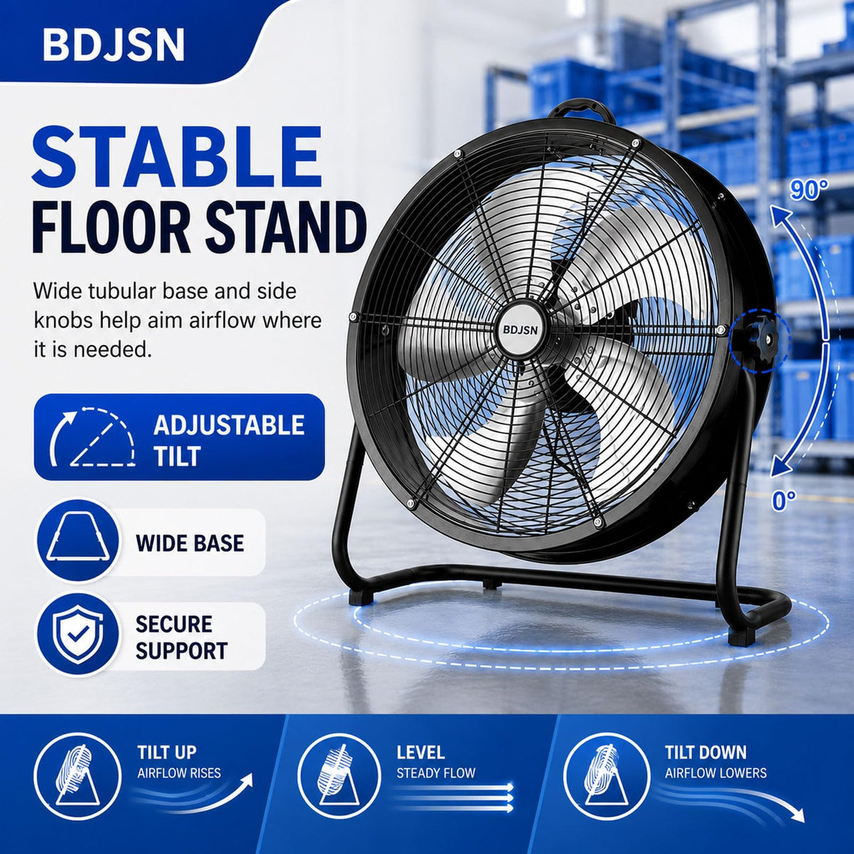 3-speed High Velocity Drum Fan with 5 Aluminium Blades T519009
