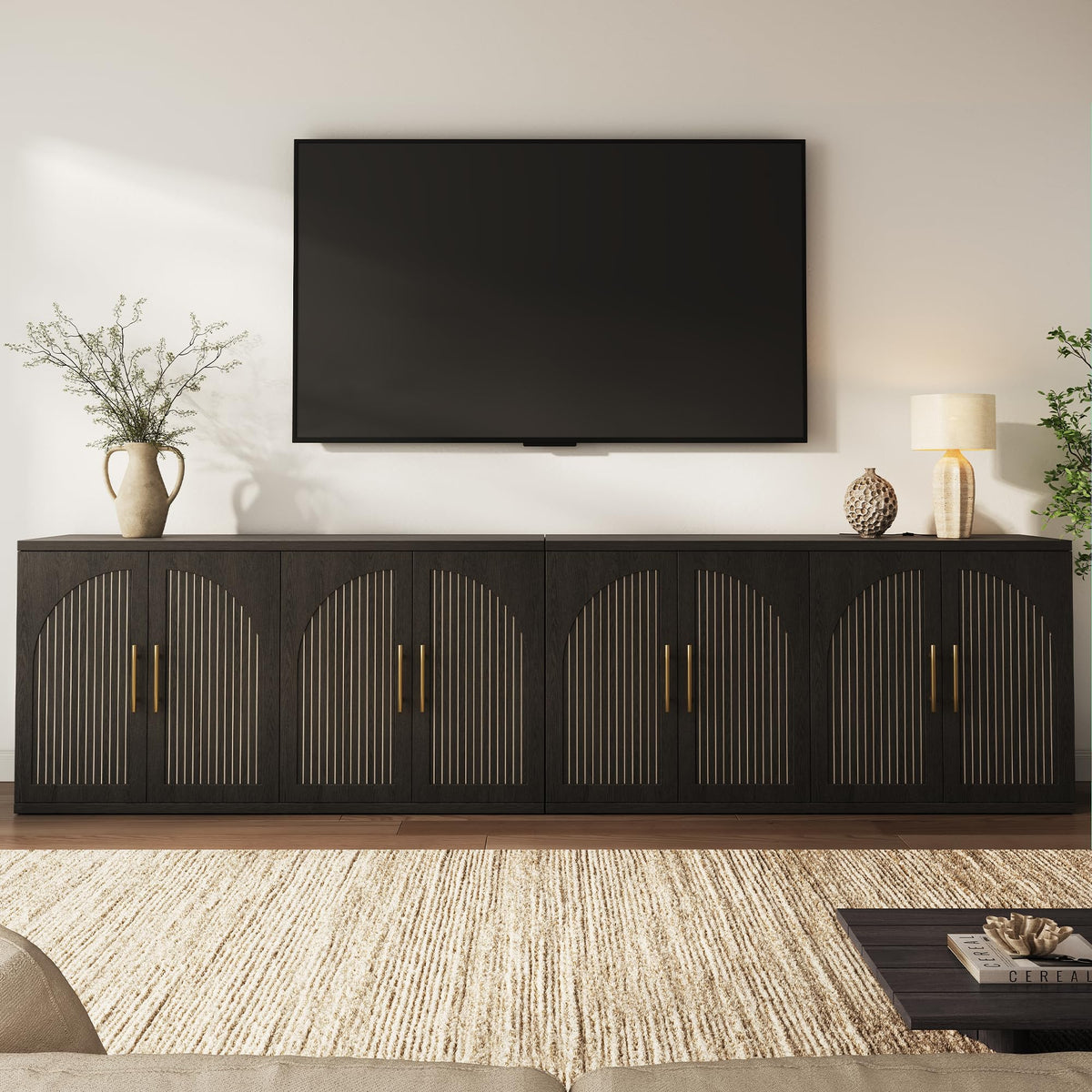 63" Black Wood Buffet Cabinet with Storage F345759