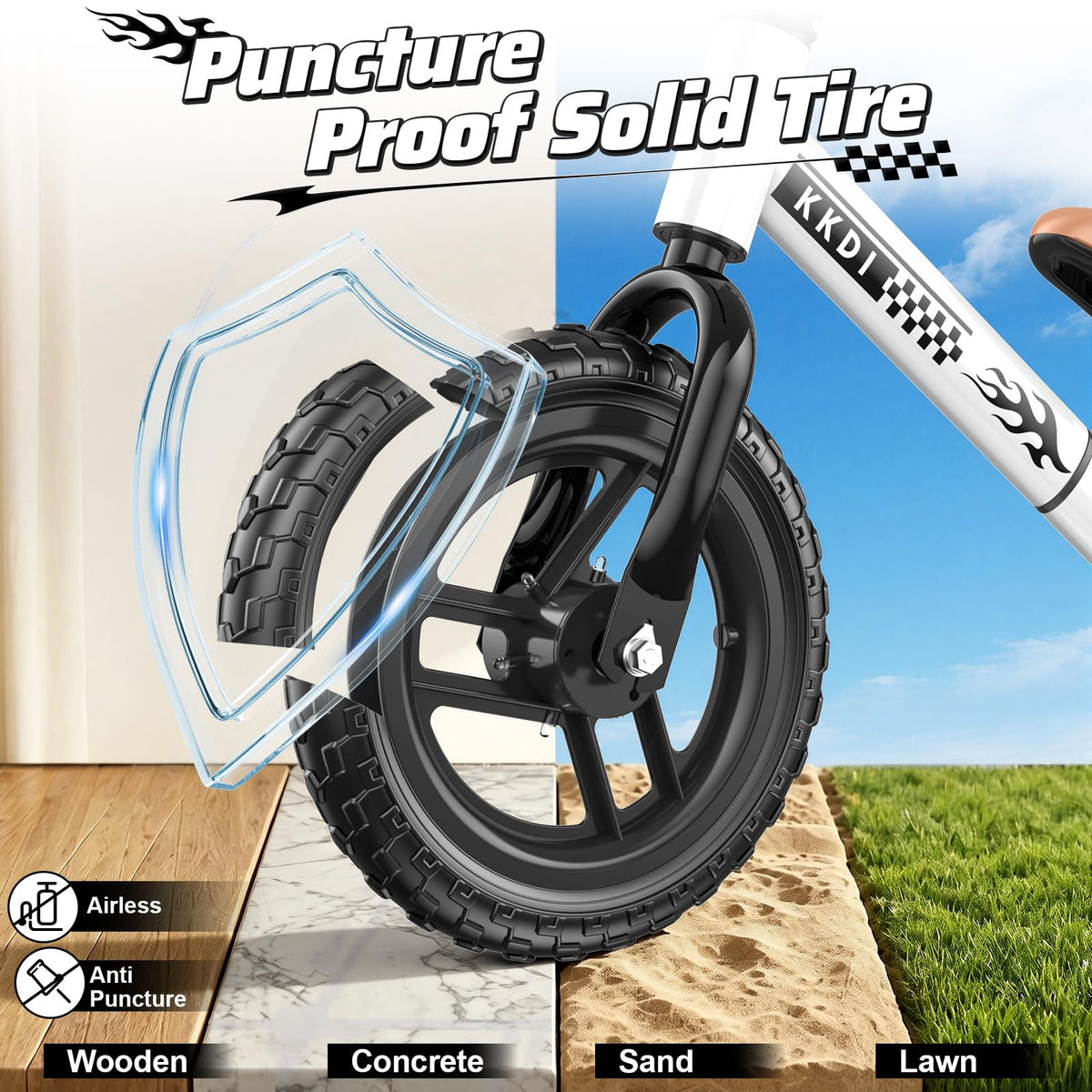 Adjustable Toddler Balance Bike with Fender and LED Tires Z64931