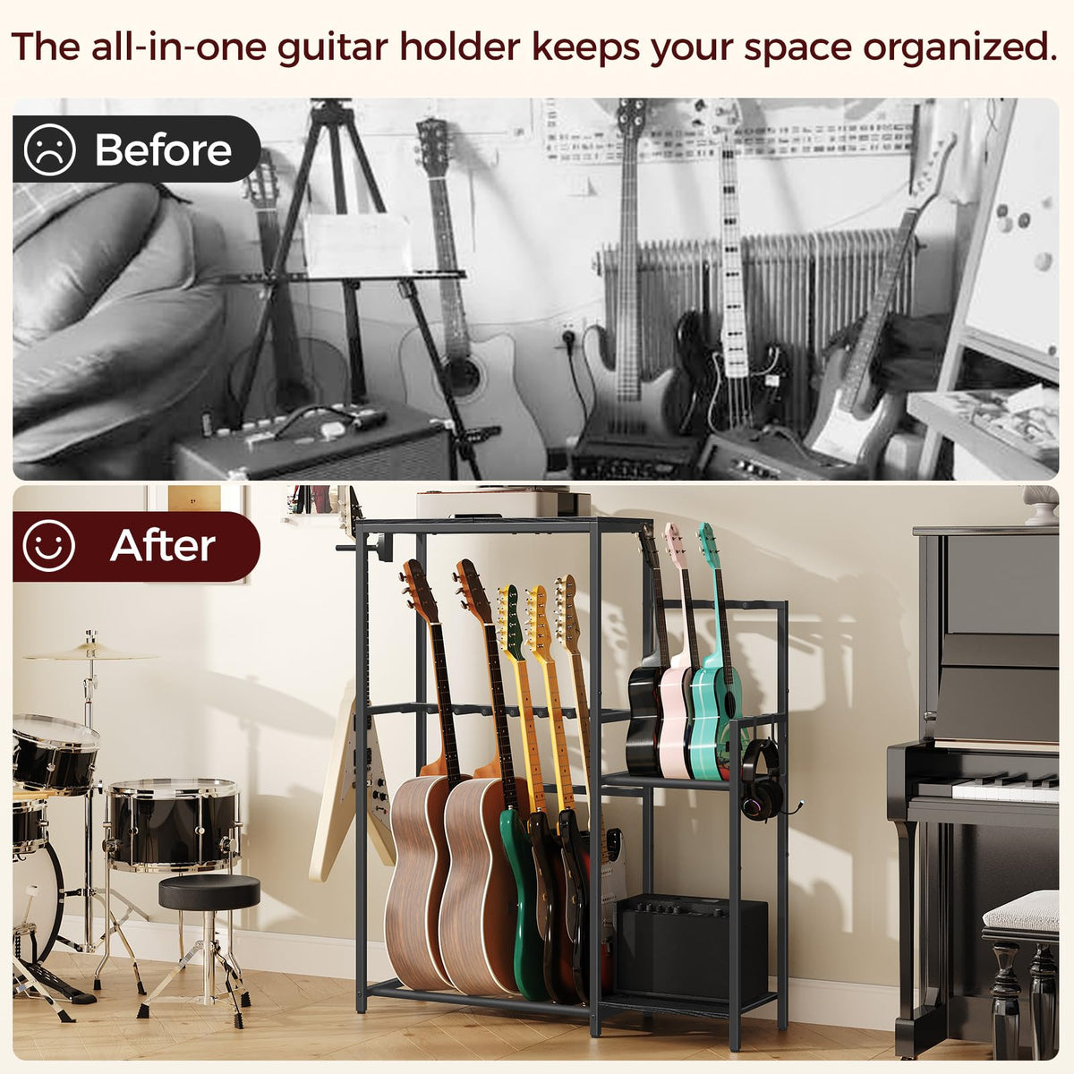 Guitar Stand, Multi-Guitar Rack, AMP Stand, Record Rack R743371