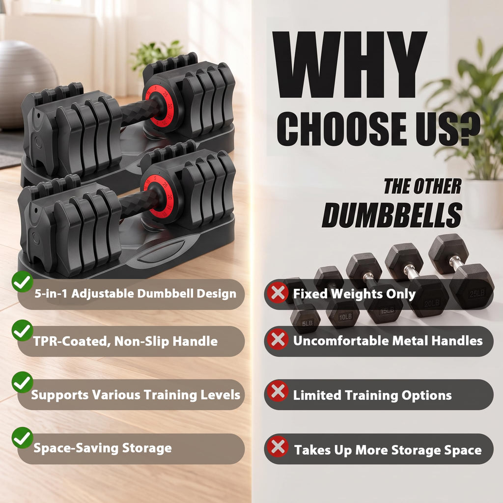 25 lb Adjustable Dumbbell Set U493
